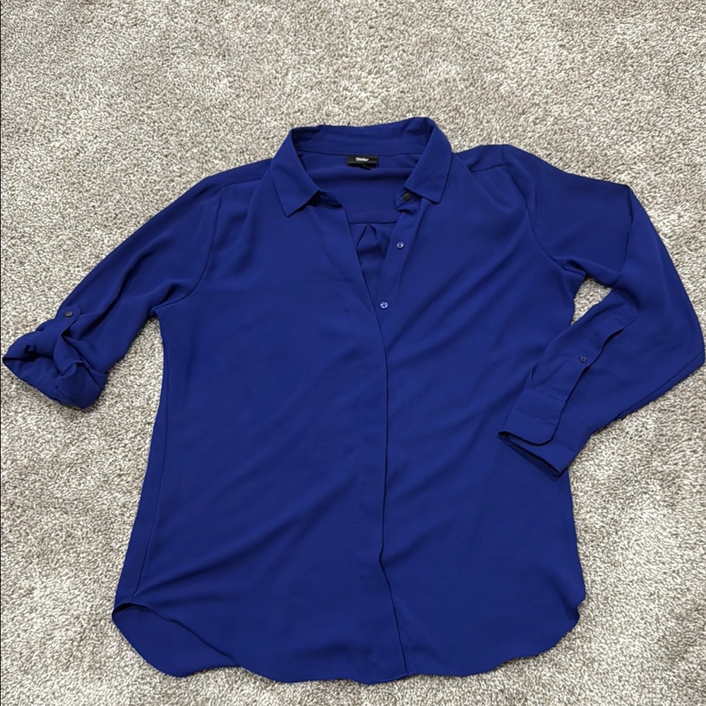 Mossimo Supply Co Blue 3/4 Sleeve Button Down Shirt